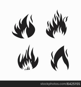 Fire flames, set icons