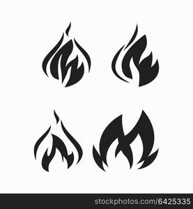 Fire flames, set icons