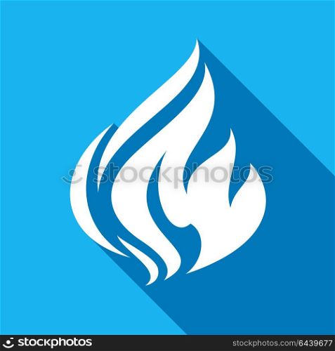 Fire flames, set icons with shadow on a square shape-18. Fire flames, set