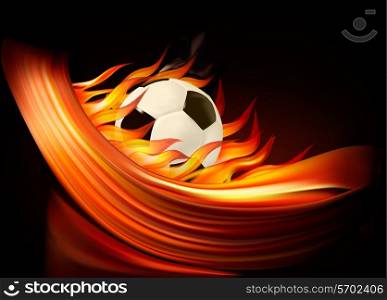 Fire football background with a soccer ball Vector
