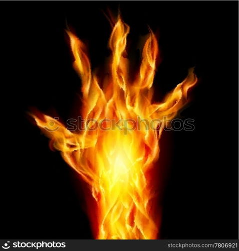 Fire hand on black background for design