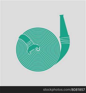 Fire hose icon. Gray background with green. Vector illustration.