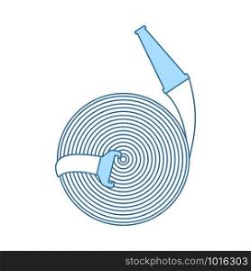 Fire Hose Icon. Thin Line With Blue Fill Design. Vector Illustration.
