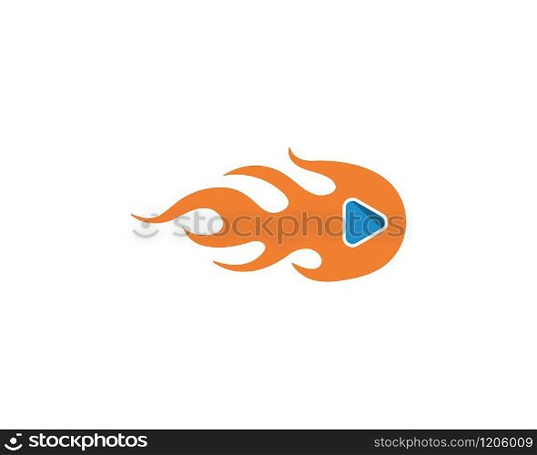 fire hot with play button icon vector illustration design template