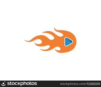 fire hot with play button icon vector illustration design template