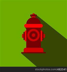 Fire hydrant flat icon on a green background. Fire hydrant flat icon