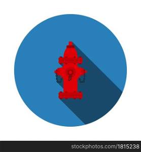 Fire Hydrant Icon. Flat Circle Stencil Design With Long Shadow. Vector Illustration.