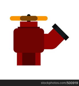 Fire hydrant with valve icon in flat style isolated on white background. Fire hydrant with valve icon