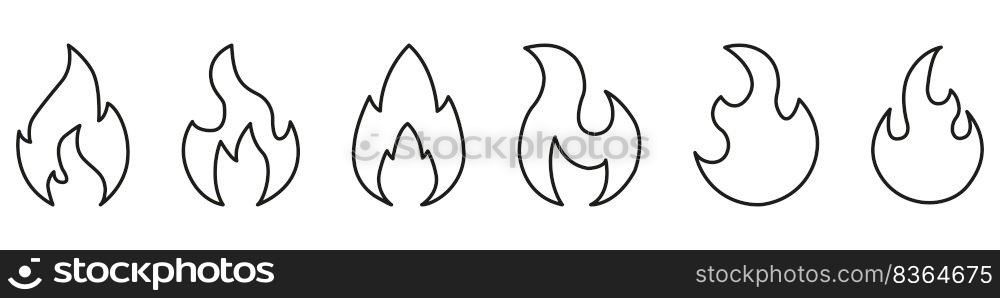 Fire icon collection. Fire flame symbol. Bonfire silhouette logotype. Flames symbols set flat style - stock vector.. Fire icon collection. Fire flame symbol. Bonfire silhouette logotype. Flames symbols set flat style - stock vector