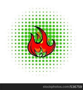 Fire icon in comics style on a white background. Fire icon, comics style