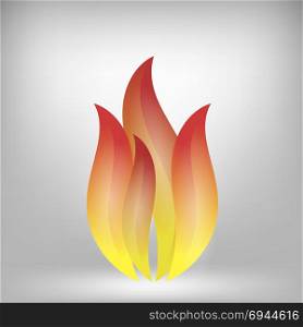 Fire Icon Isolated on Grey Blurred Background. Fire Icon Isolated on Grey Background