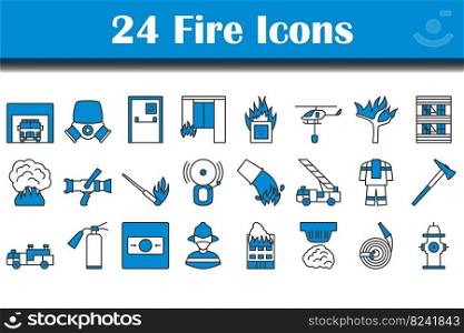 Fire Icon Set. Editable Bold Outline With Color Fill Design. Vector Illustration.