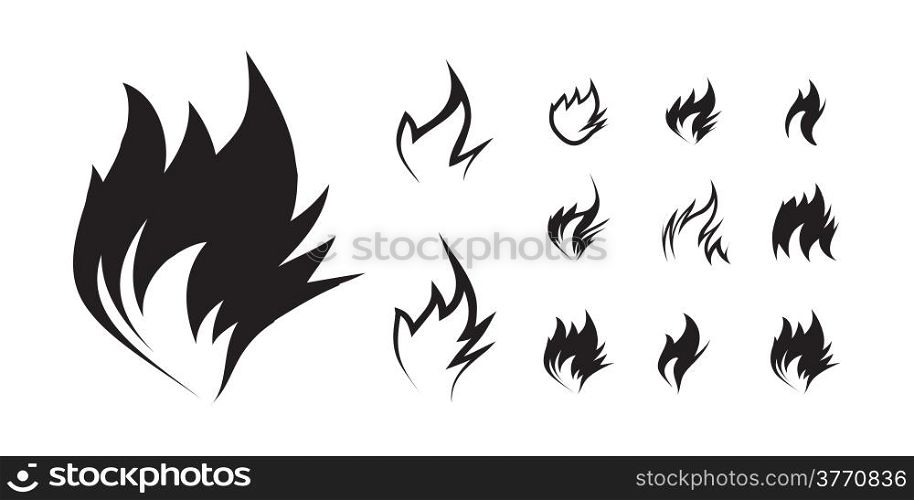 Fire icon set on white background. Vector illustration