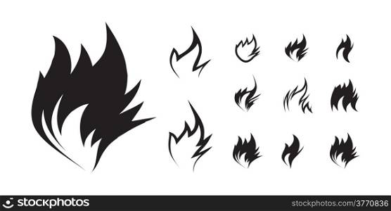 Fire icon set on white background. Vector illustration