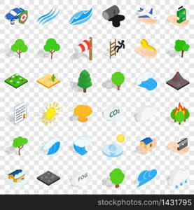 Fire icons set. Isometric style of 36 fire vector icons for web for any design. Fire icons set, isometric style