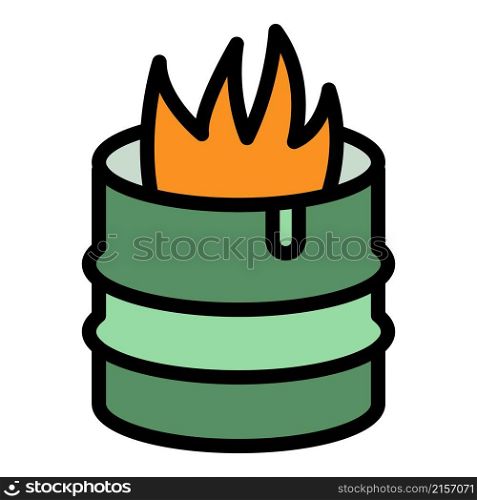 Fire in barrel icon. Outline fire in barrel vector icon color flat isolated. Fire in barrel icon color outline vector