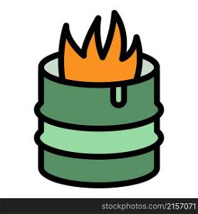 Fire in barrel icon. Outline fire in barrel vector icon color flat isolated. Fire in barrel icon color outline vector