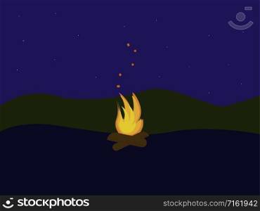 Fire in forest, illustration, vector on white background.