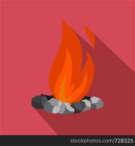 Fire in stones icon. Flat illustration of fire in stones vector icon for web design. Fire in stones icon, flat style