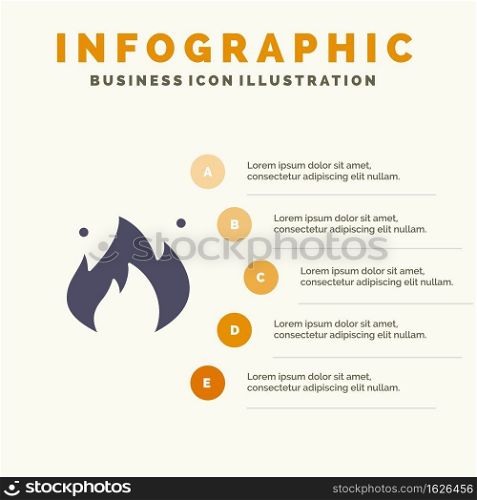 Fire, Industry, Oil, Construction Solid Icon Infographics 5 Steps Presentation Background