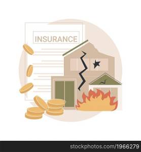 Fire insurance abstract concept vector illustration. Fire property insurance, accident economic loss, belongings protection, standard policy, damage coverage, state service abstract metaphor.. Fire insurance abstract concept vector illustration.