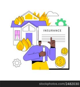Fire insurance abstract concept vector illustration. Fire property insurance, accident economic loss, belongings protection, standard policy, damage coverage, state service abstract metaphor.. Fire insurance abstract concept vector illustration.