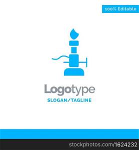 Fire, Lab, Light, Science, Torch Blue Solid Logo Template. Place for Tagline