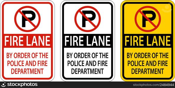 Fire Lane Sign On White Background