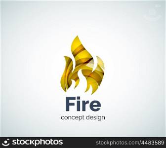Fire logo template, abstract geometric glossy business icon