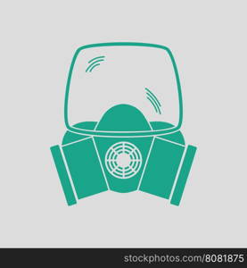 Fire mask icon. Gray background with green. Vector illustration.