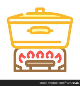 fire pot cooking color icon vector. fire pot cooking sign. isolated symbol illustration. fire pot cooking color icon vector illustration