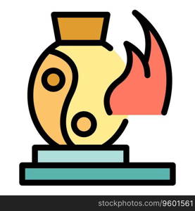 Fire pottery icon outline vector. Art clay. Ceramic class color flat. Fire pottery icon vector flat