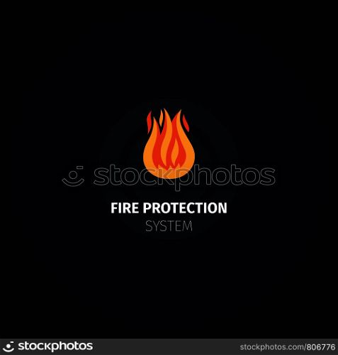 Fire protection system icon. Vector fire flame logo. Fire protection system icon