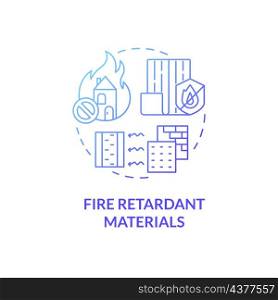 Fire retardant materials blue gradient concept icon. Natural threat. Disaster mitigation abstract idea thin line illustration. Isolated outline drawing. Roboto-Medium, Myriad Pro-Bold fonts used. Fire retardant materials blue gradient concept icon
