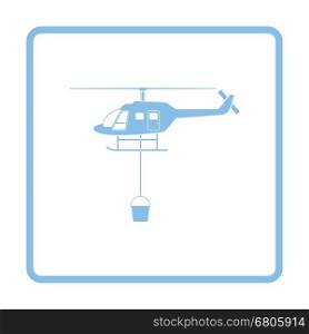 Fire service helicopter icon. Blue frame design. Vector illustration.