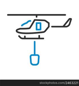Fire Service Helicopter Icon. Editable Bold Outline With Color Fill Design. Vector Illustration.