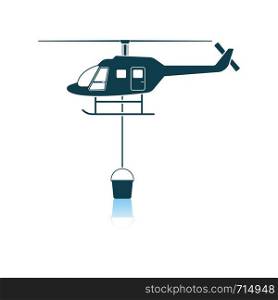 Fire Service Helicopter Icon. Shadow Reflection Design. Vector Illustration.