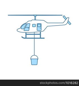 Fire Service Helicopter Icon. Thin Line With Blue Fill Design. Vector Illustration.