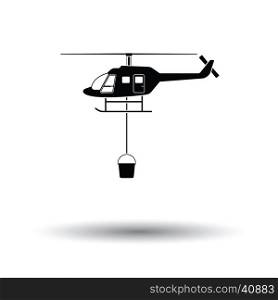Fire service helicopter icon. White background with shadow design. Vector illustration.