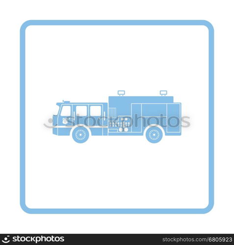 Fire service truck icon. Blue frame design. Vector illustration.