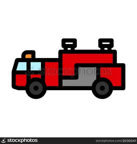 Fire Service Truck Icon. Editable Bold Outline With Color Fill Design. Vector Illustration.