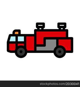 Fire Service Truck Icon. Editable Bold Outline With Color Fill Design. Vector Illustration.