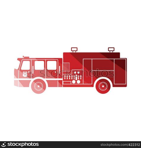 Fire service truck icon. Flat color design. Vector illustration.