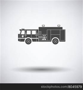 Fire service truck icon on gray background with round shadow. Vector illustration.