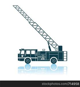 Fire Service Truck Icon. Shadow Reflection Design. Vector Illustration.