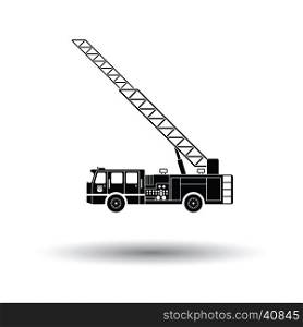 Fire service truck icon. White background with shadow design. Vector illustration.