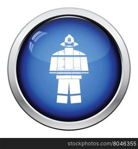Fire service uniform icon. Glossy button design. Vector illustration.