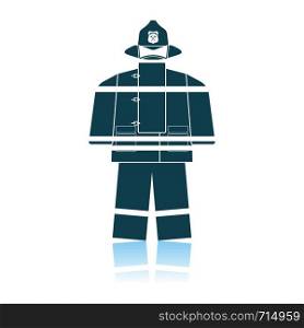 Fire Service Uniform Icon. Shadow Reflection Design. Vector Illustration.