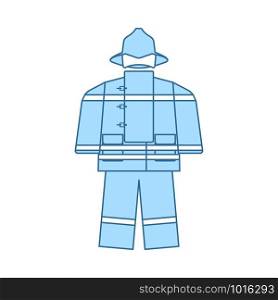 Fire Service Uniform Icon. Thin Line With Blue Fill Design. Vector Illustration.