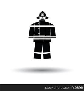 Fire service uniform icon. White background with shadow design. Vector illustration.